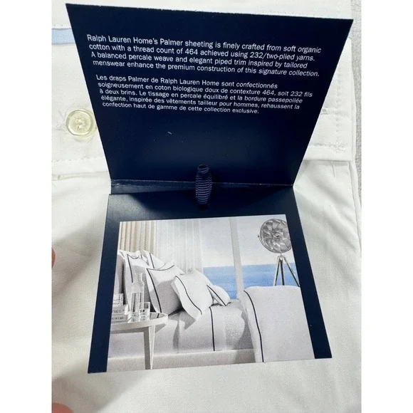 NWT Ralph Lauren Organic Cotton Percale Palmer Sham Pillow Case Blue - 20X28 in